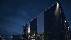 Night-time exterior render of a OneQode datacenter in Bangkok, Thailand